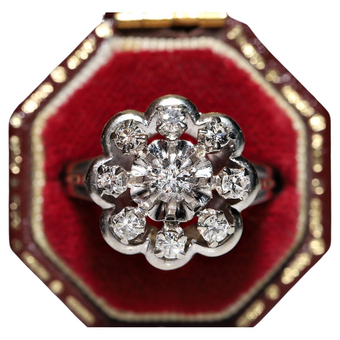Antiker, dekorativer Ring aus 18 Karat Gold mit natürlichem Diamanten, ca. 1920er Jahre 