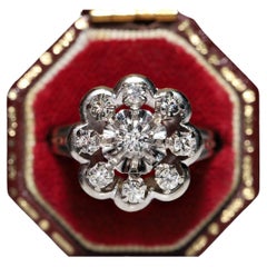 Bague ancienne des années 1920 en or 18 carats décorée de diamants naturels 