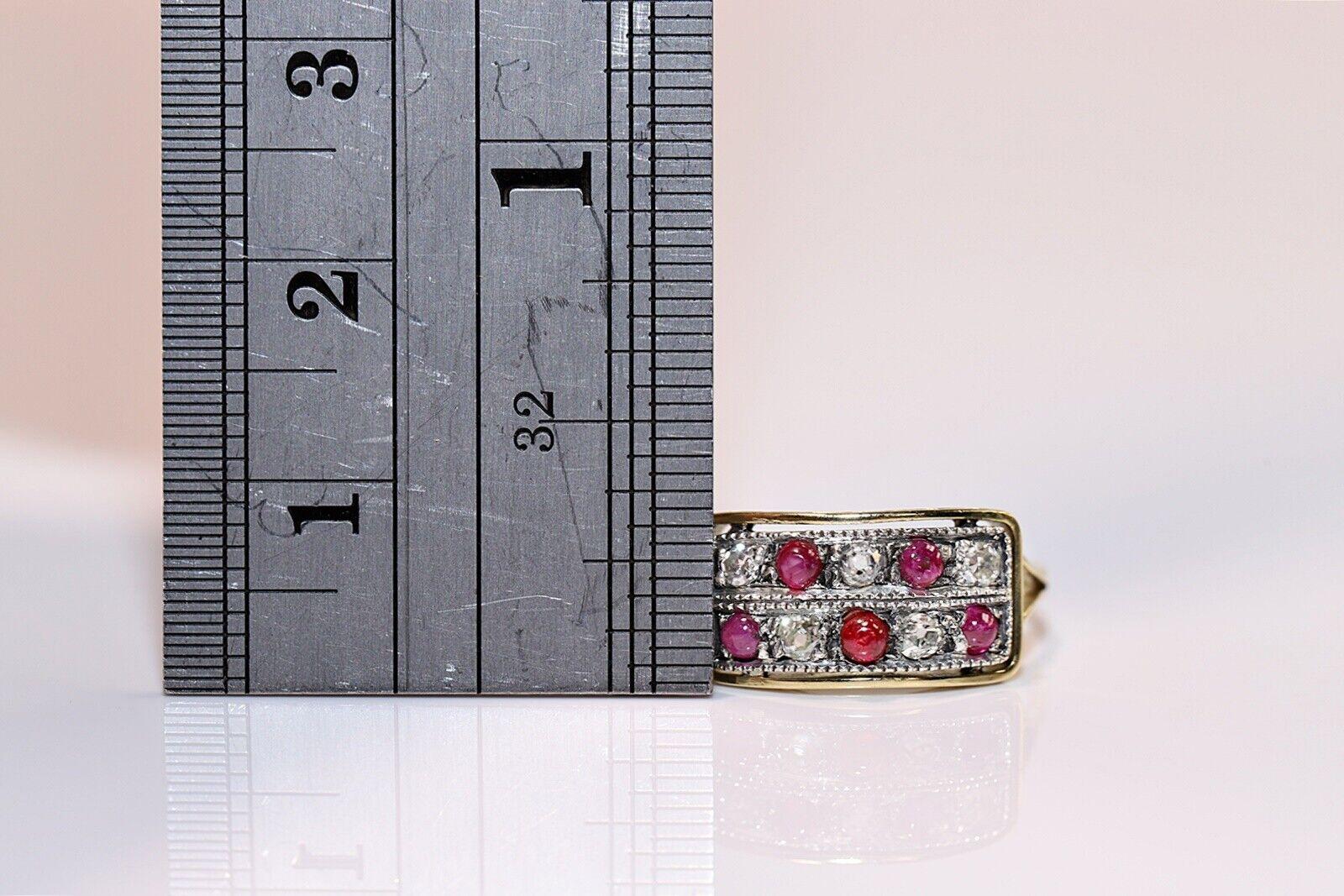 Antike CIRCA 1920s 18k Gold natürlichen alten Schliff Diamant und Cabochon Rubin Ring  im Zustand „Gut“ im Angebot in Fatih/İstanbul, 34