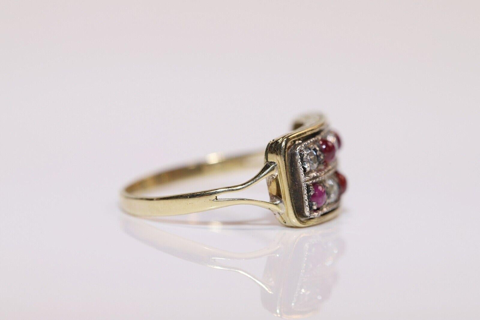Antike CIRCA 1920s 18k Gold natürlichen alten Schliff Diamant und Cabochon Rubin Ring  Damen im Angebot