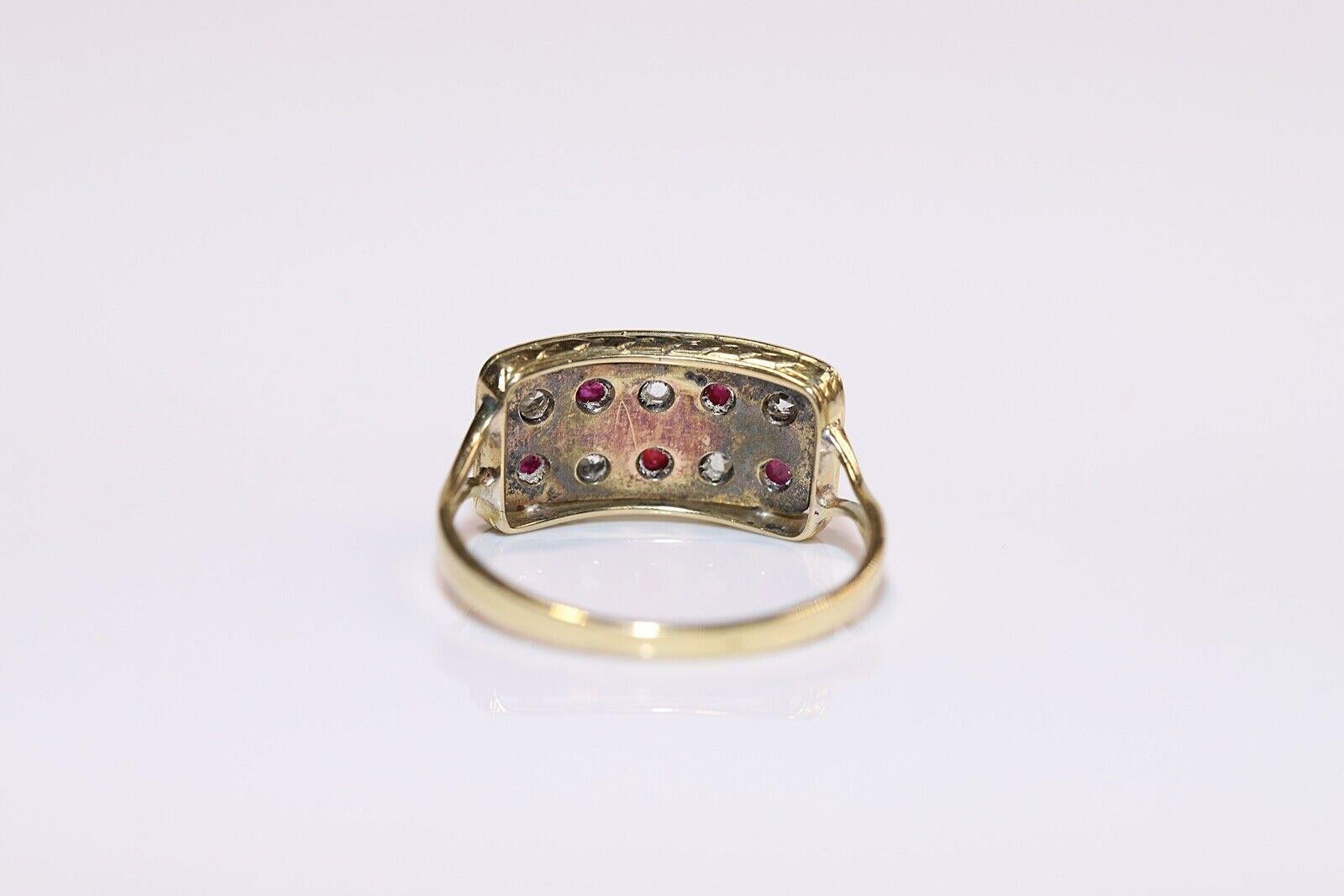Antique Circa 1920s 18k Gold Natural Old Cut Diamond And Cabochon Ruby Ring  For Sale 2