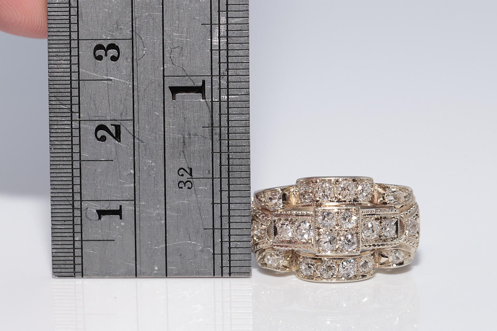 Antike CIRCA 1920er Jahre 18k Gold natürlichen Altschliff Diamant dekoriert Tank Ring im Angebot 5