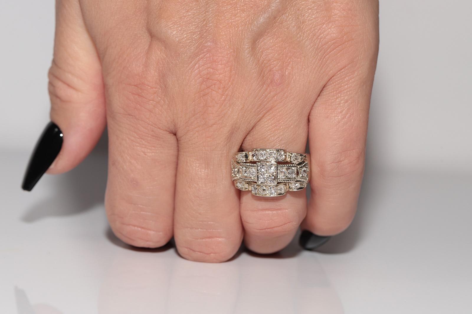 Antike CIRCA 1920er Jahre 18k Gold natürlichen Altschliff Diamant dekoriert Tank Ring im Angebot 8