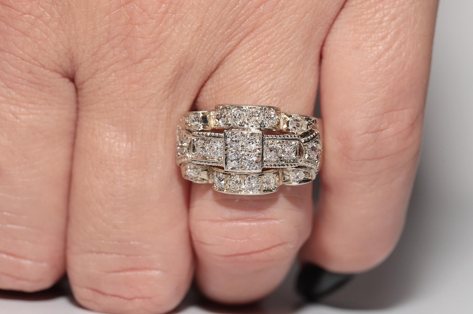 Antike CIRCA 1920er Jahre 18k Gold natürlichen Altschliff Diamant dekoriert Tank Ring im Angebot 9