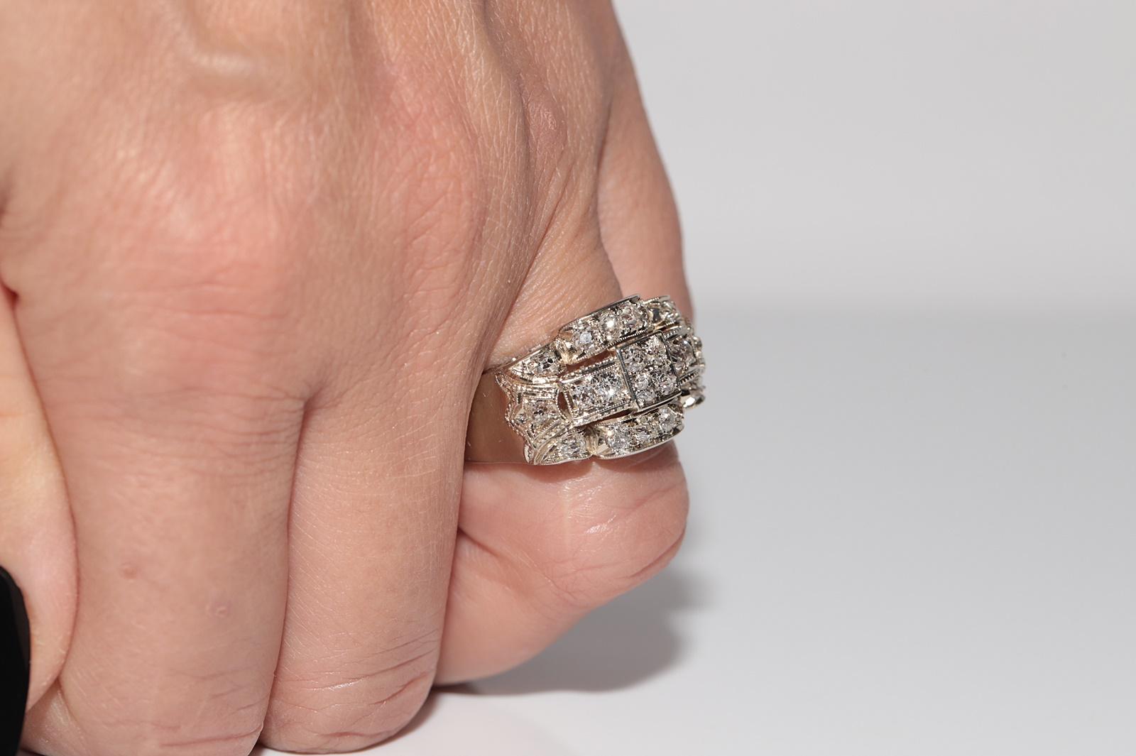 Antike CIRCA 1920er Jahre 18k Gold natürlichen Altschliff Diamant dekoriert Tank Ring im Angebot 10