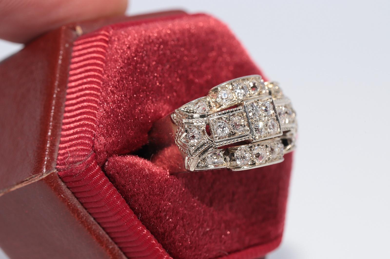 Antike CIRCA 1920er Jahre 18k Gold natürlichen Altschliff Diamant dekoriert Tank Ring (Art déco) im Angebot