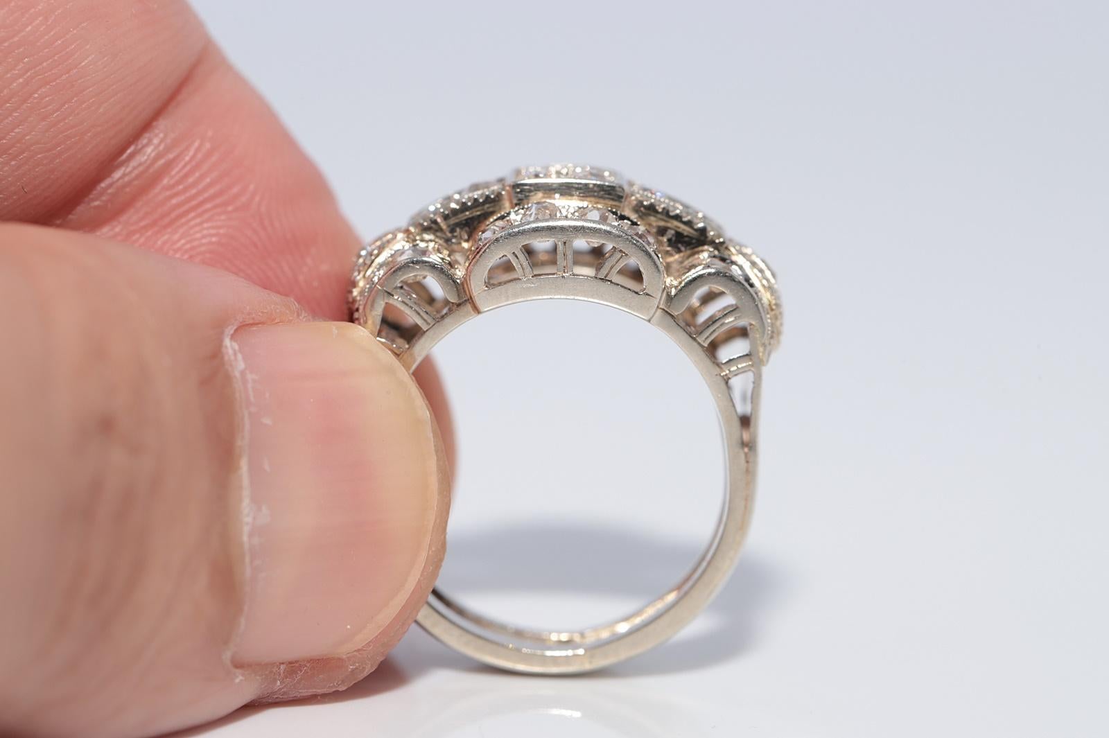 Antike CIRCA 1920er Jahre 18k Gold natürlichen Altschliff Diamant dekoriert Tank Ring (Alteuropäischer Brillantschliff) im Angebot