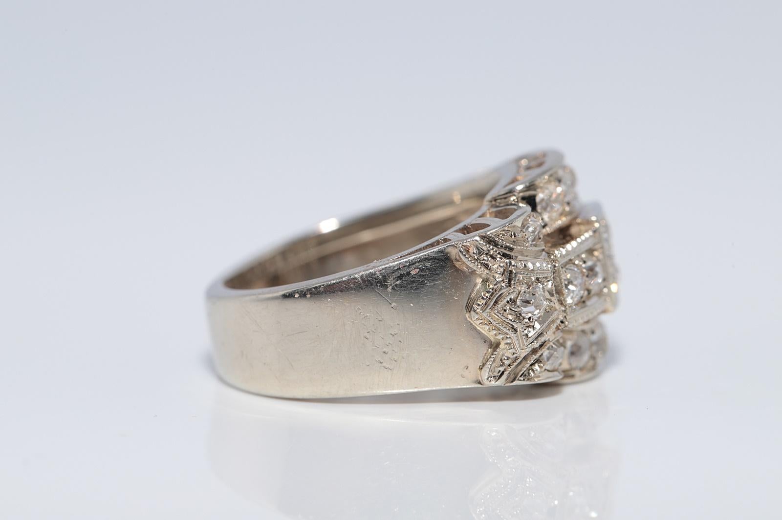 Antike CIRCA 1920er Jahre 18k Gold natürlichen Altschliff Diamant dekoriert Tank Ring Damen im Angebot