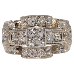 Antique Circa 1920s Gold 18k Natural Old Cut Diamond Decorated Tank Ring (Bague de réservoir décorée d
un diamant naturel de taille ancienne)