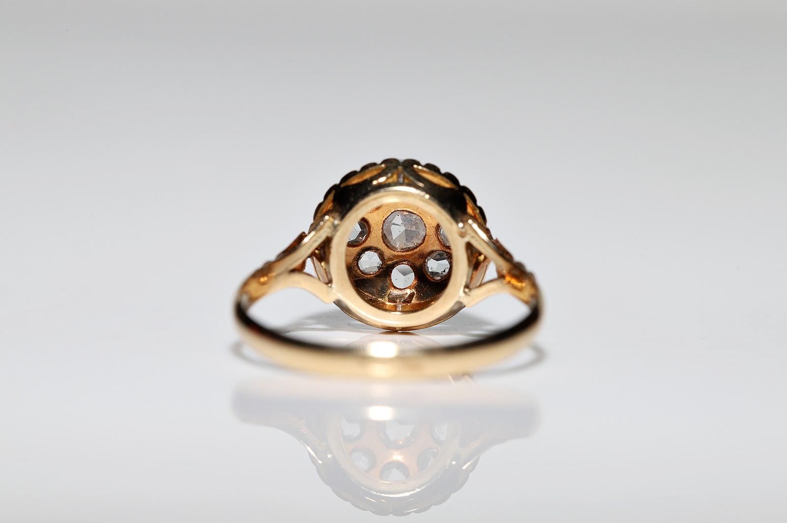 Antique Circa 1920s 18k Gold Natural Rose Cut Diamond Decorated Ring For Sale 6