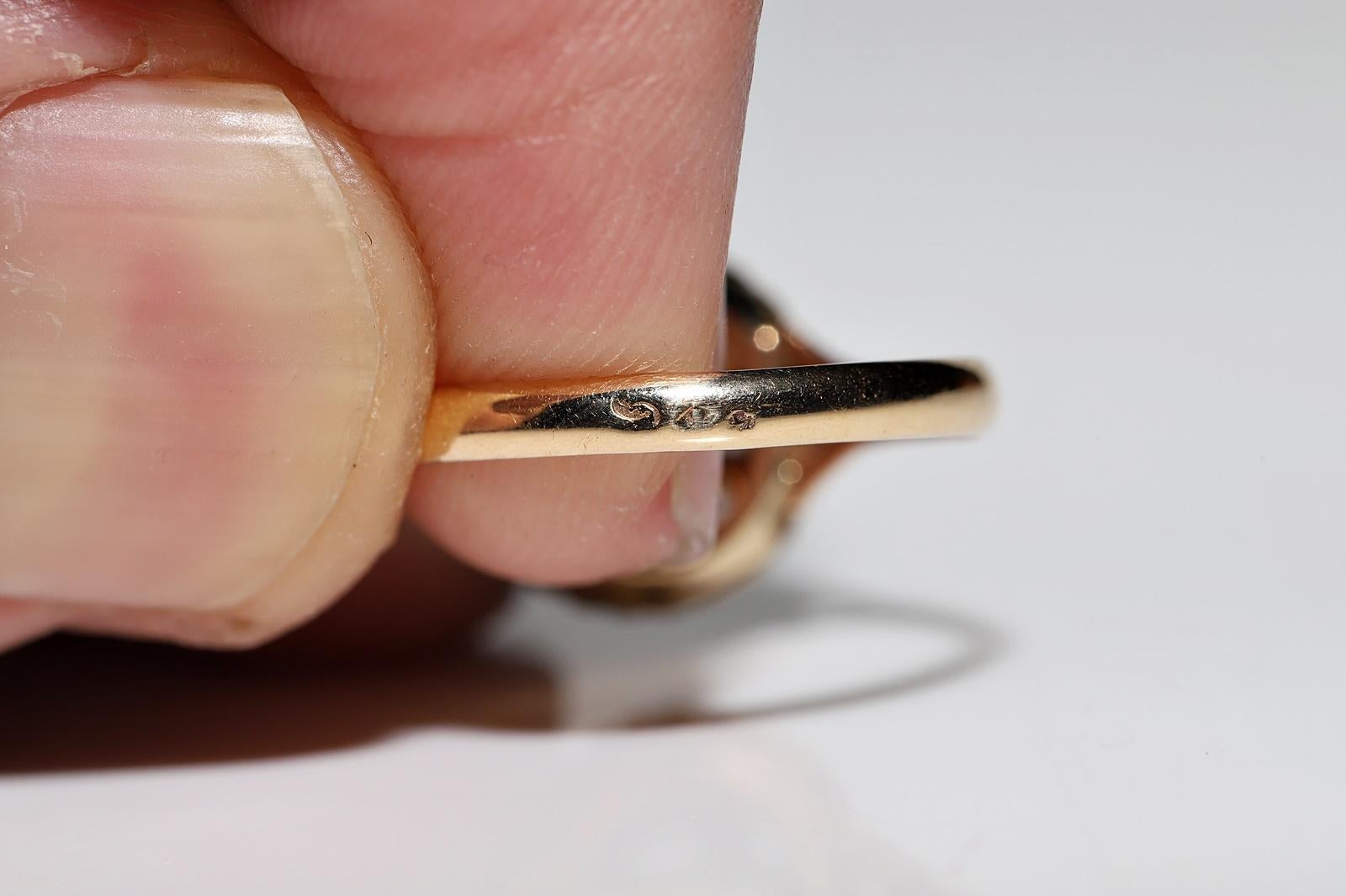 Antique Circa 1920s 18k Gold Natural Rose Cut Diamond Decorated Ring For Sale 7