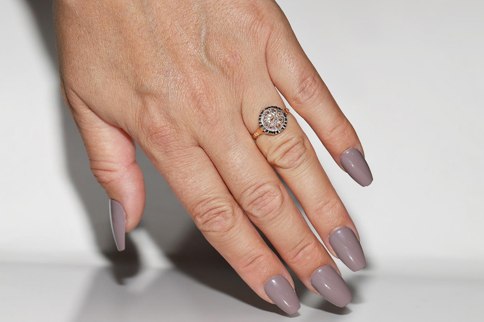 Art déco Bague ancienne des années 1920 en or 18 carats décorée de diamants naturels taille rose en vente