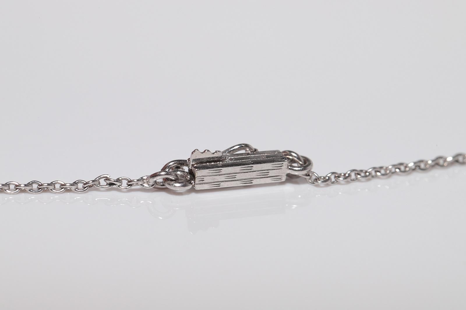 Antique Circa 1920s Art Deco 14k Gold Natural Diamond Decorated Pendant Necklace For Sale 10