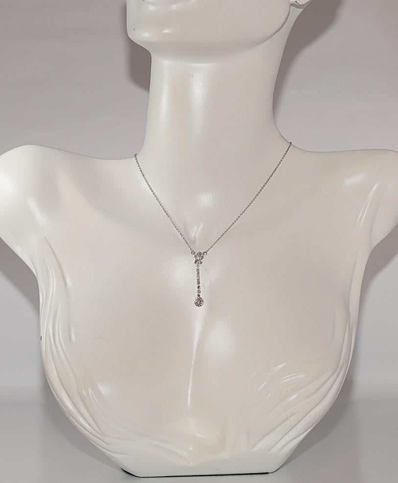 In very good condition.
Total weight is 2.6 grams.
Totally is old cut diamond 0.40 ct.
Totally is rose cut diamond 0.15 ct.
The diamond is has generally H-I color and s1-s2 clarity.
Total lenght is chain  without pendant 43 cm.
Please contact for