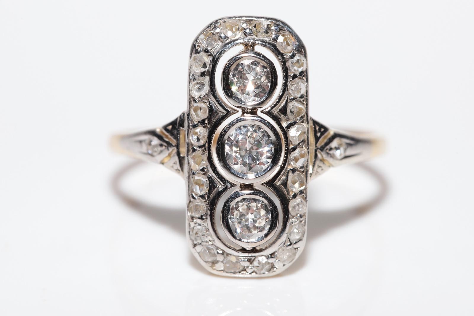 Bague Art déco ancienne des années 1920 en or 14 carats décorée de diamants naturels Bon état - En vente à Fatih/İstanbul, 34