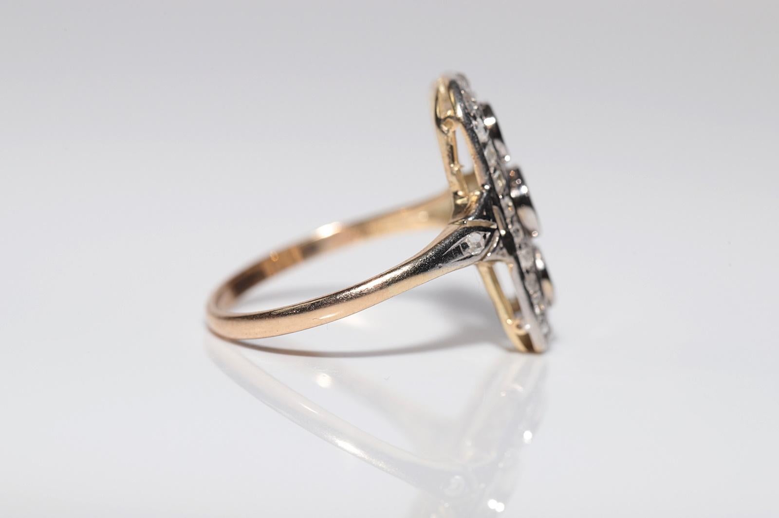Bague Art déco ancienne des années 1920 en or 14 carats décorée de diamants naturels en vente 1