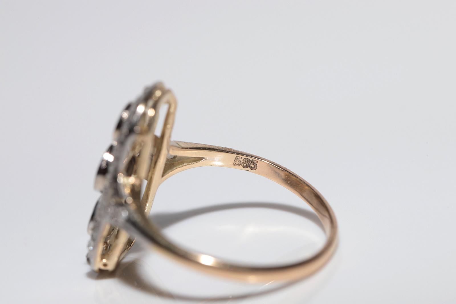 Bague Art déco ancienne des années 1920 en or 14 carats décorée de diamants naturels en vente 2