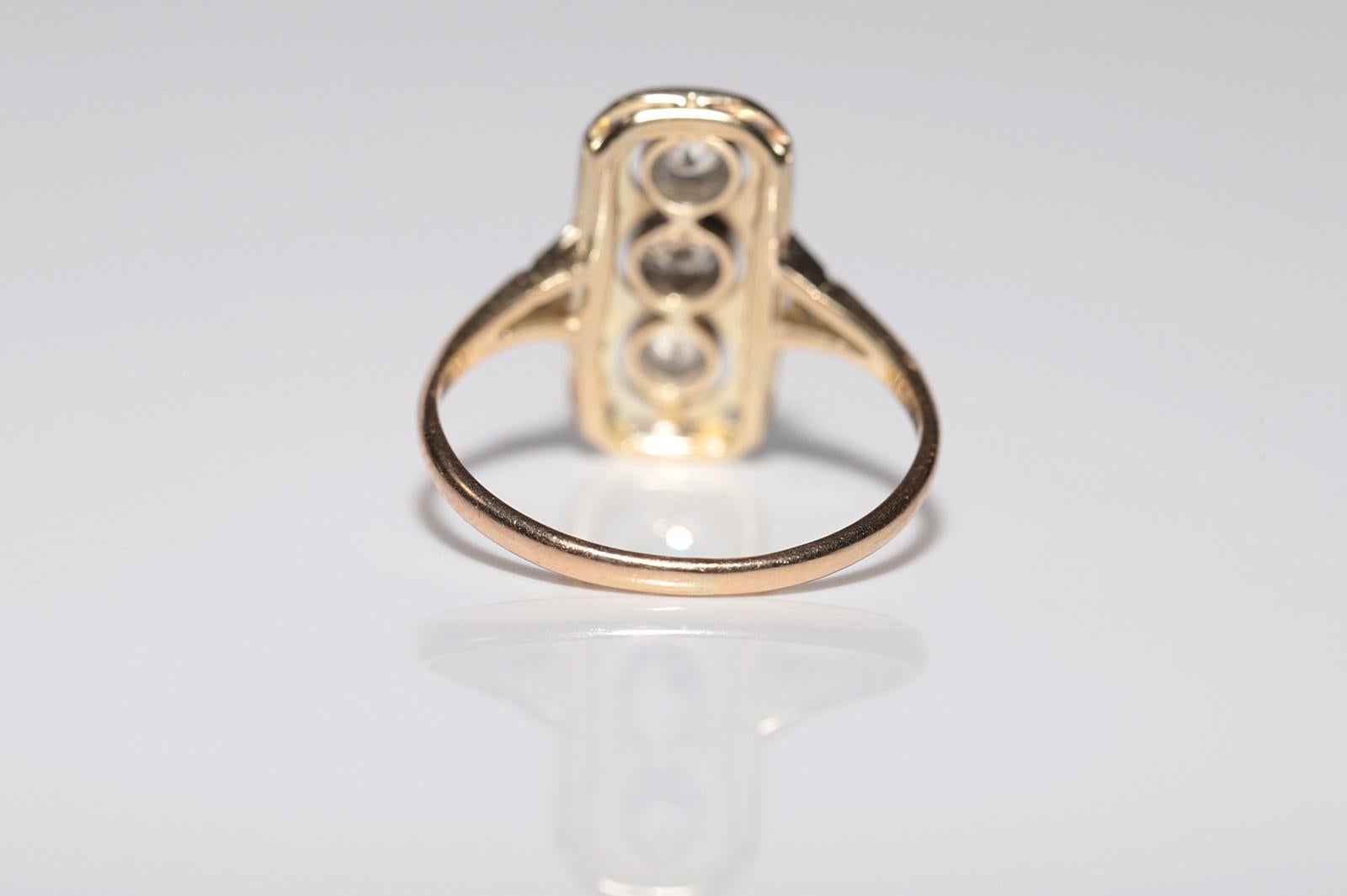 Bague Art déco ancienne des années 1920 en or 14 carats décorée de diamants naturels en vente 4