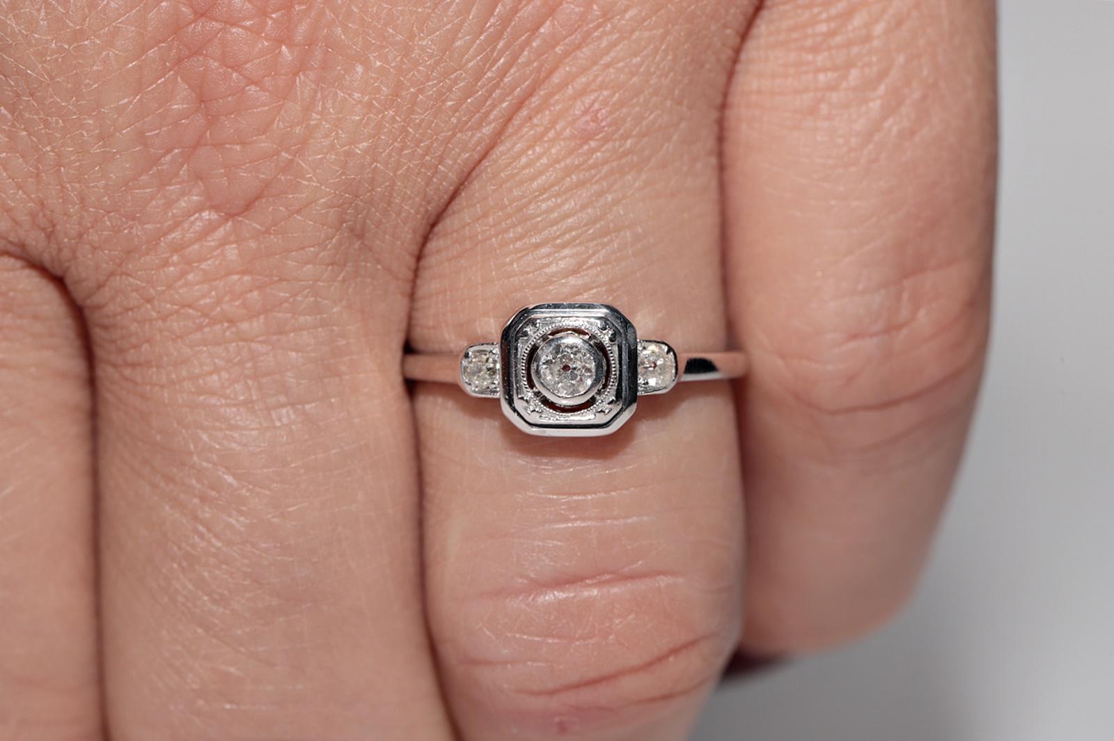 Bague carrée Art déco des années 1920 en or 14 carats décorée de diamants naturels Bon état - En vente à Fatih/İstanbul, 34