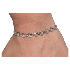 Antique Circa 1920s Art Deco 14k Gold Natural Diamond Decorated Tennis Bracelet