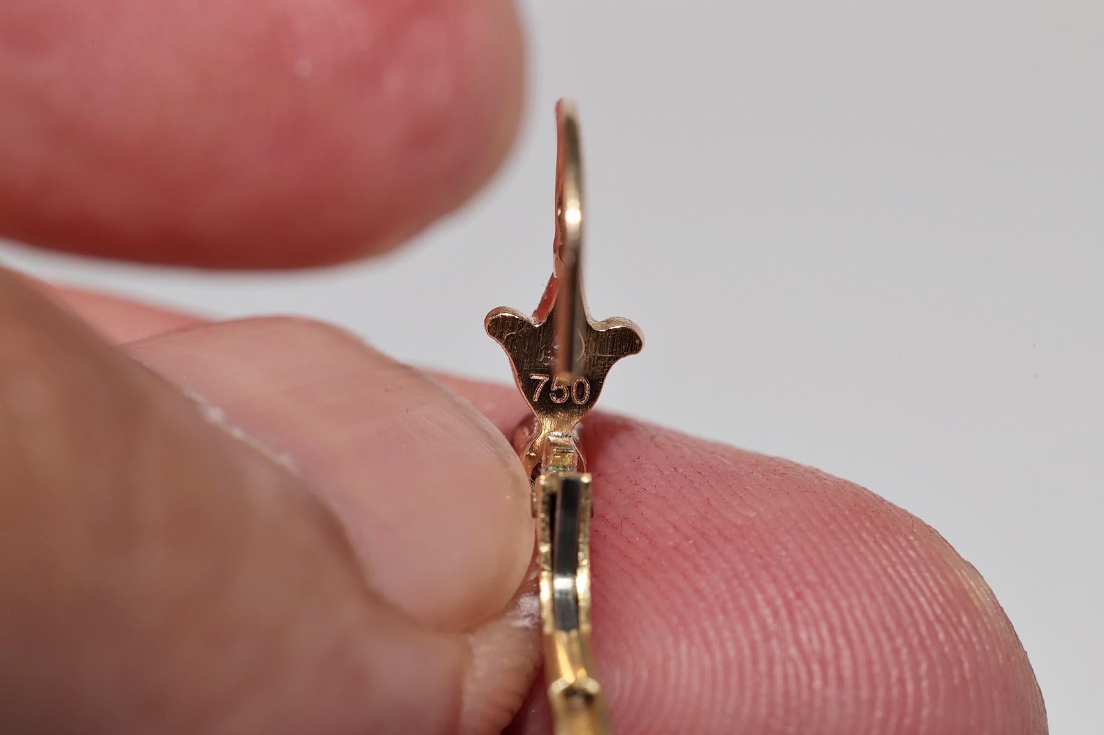 Antique Circa 1920s Art Deco 18k Gold Art Deco Natural Diamond Drop Earring For Sale 7