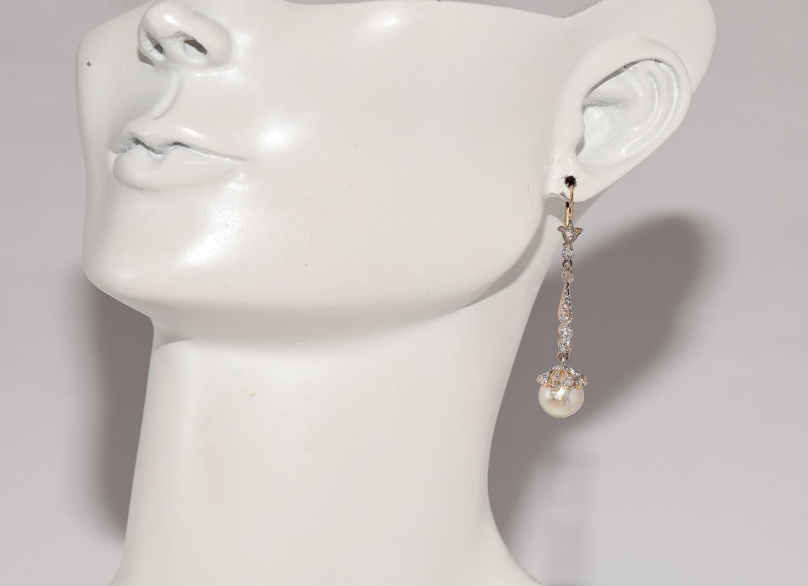 Antique Circa 1920s Art Deco 18k Gold Art Deco Natural Diamond Drop Earring For Sale 10