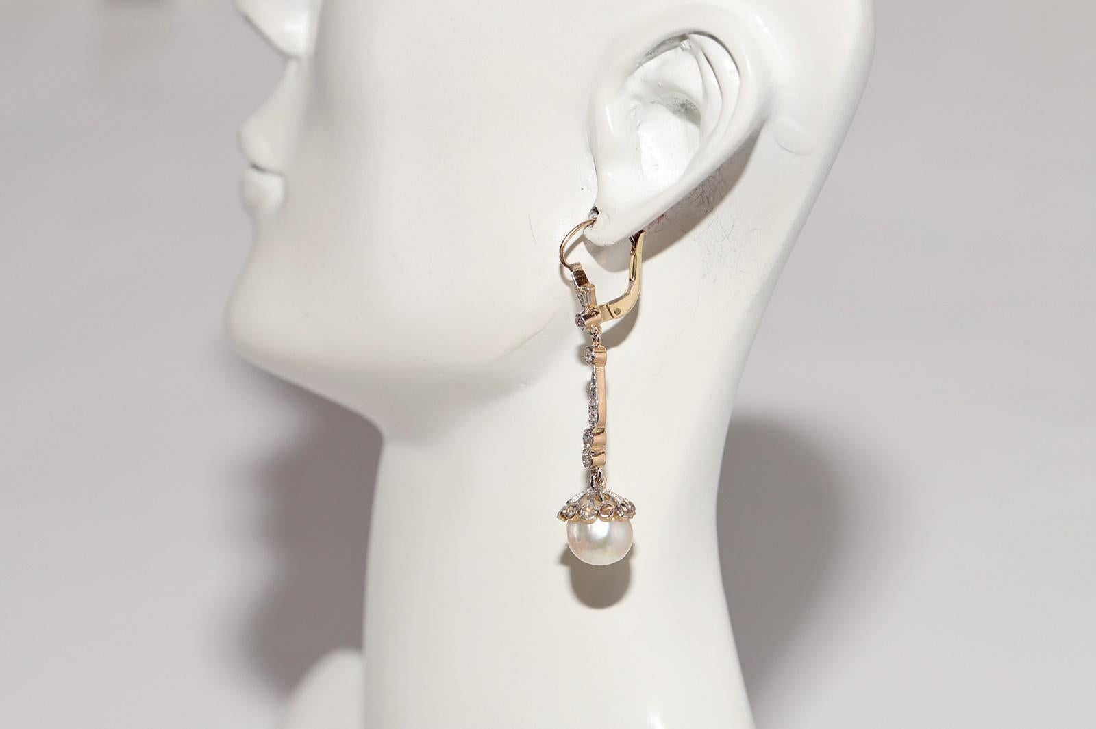 Antique Circa 1920s Art Deco 18k Gold Art Deco Natural Diamond Drop Earring For Sale 11