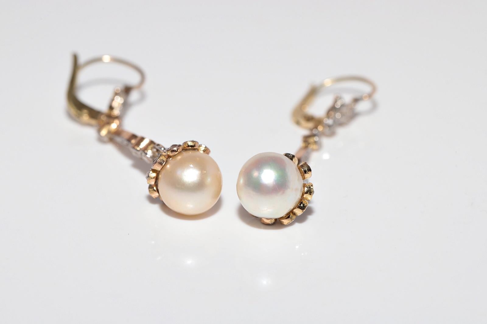 Antique Circa 1920s Art Deco 18k Gold Art Deco Natural Diamond Drop Earring For Sale 12