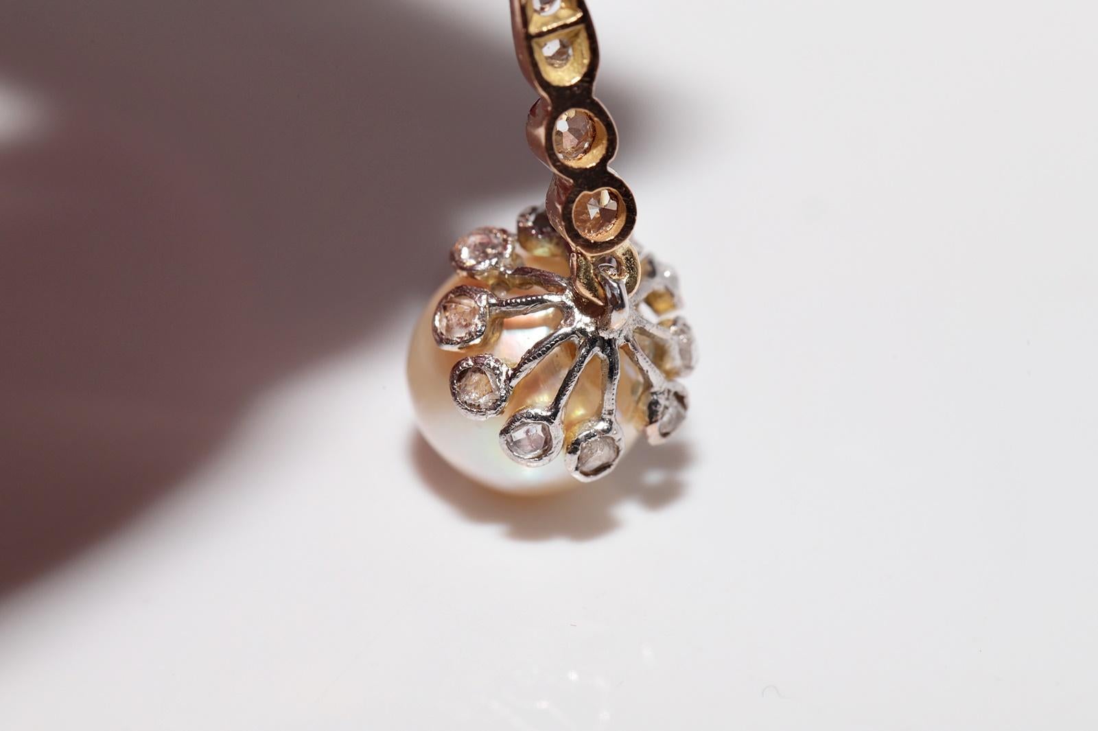 Antique Circa 1920s Art Deco 18k Gold Art Deco Natural Diamond Drop Earring For Sale 4