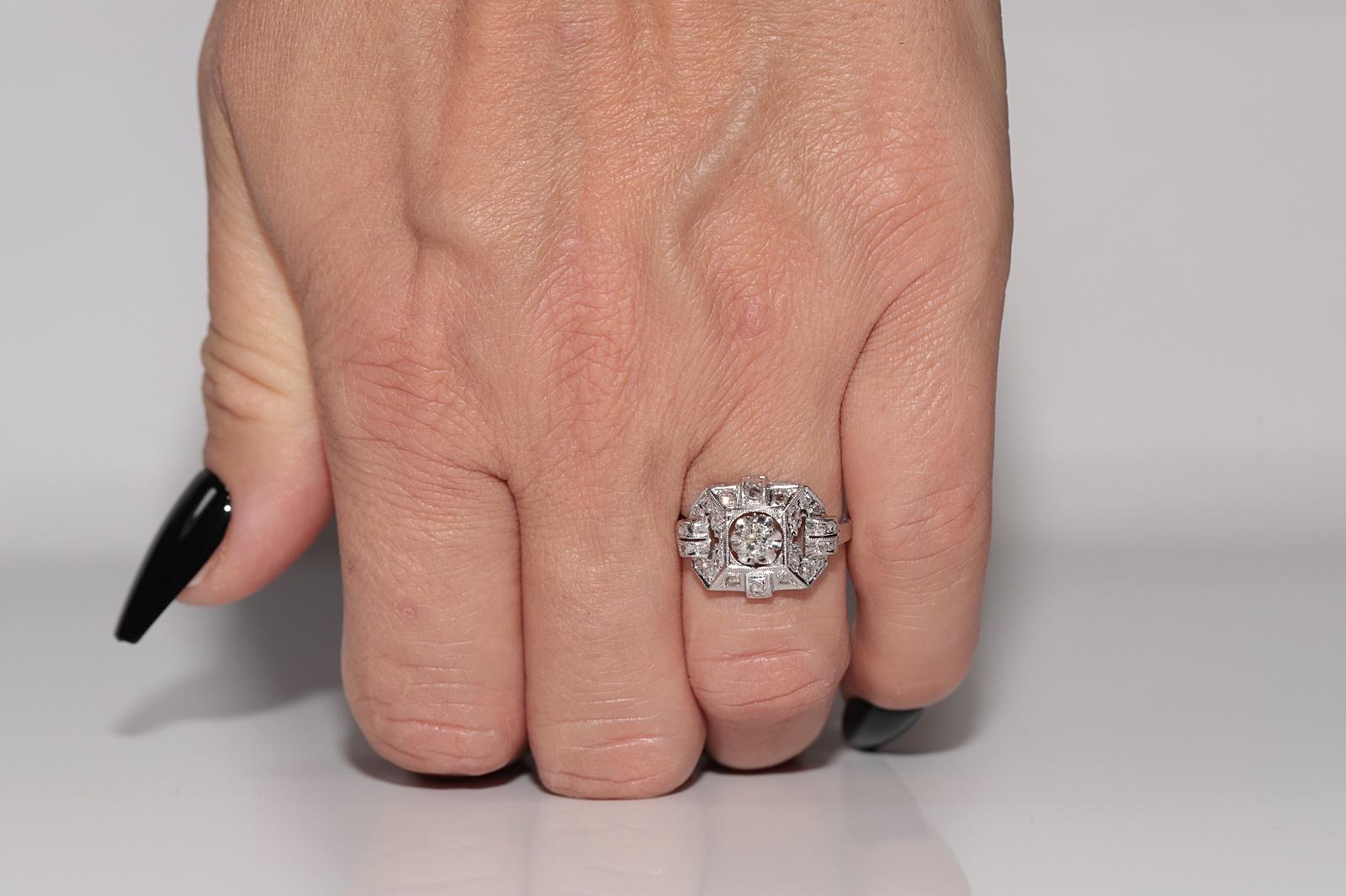 Antique Circa 1920s Art Deco Or 18k Handcrafted Natural Diamond Ring (Bague en or 18k avec diamant naturel) en vente 10