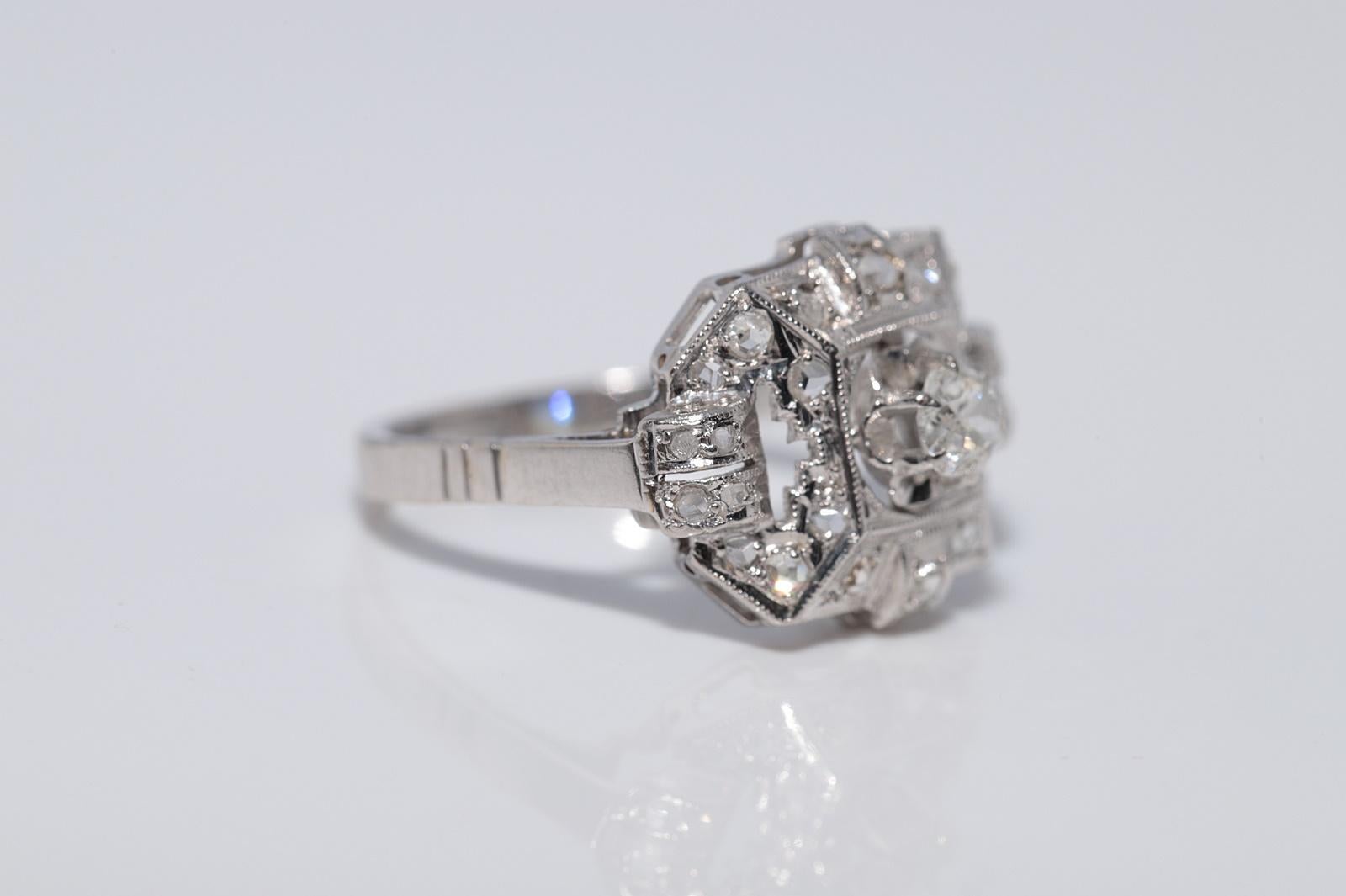 Antique Circa 1920s Art Deco Or 18k Handcrafted Natural Diamond Ring (Bague en or 18k avec diamant naturel) Bon état - En vente à Fatih/İstanbul, 34