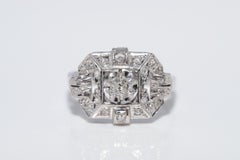 Anello in oro 18k con diamanti naturali lavorato a mano, antico circa 1920, Art Deco