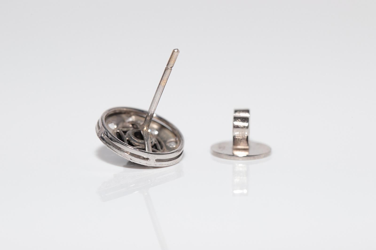 Antico orecchino con diamante naturale e onice in oro 18k, CIRCA 1920 Art Deco in vendita 7