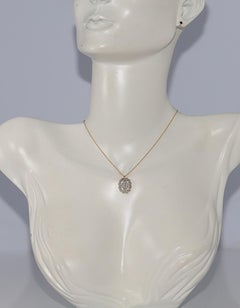 Antique Circa 1920s Art Deco 18k Gold Natural Diamond Decorated Pendant Necklace