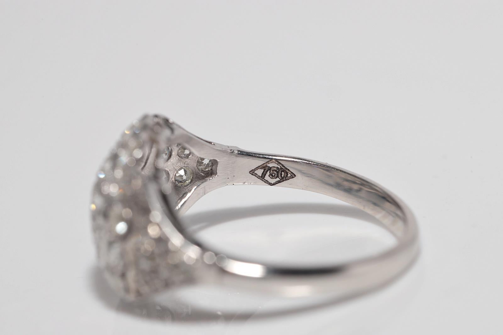 Bague Art déco ancienne des années 1920 en or 18 carats décorée de diamants naturels en vente 5
