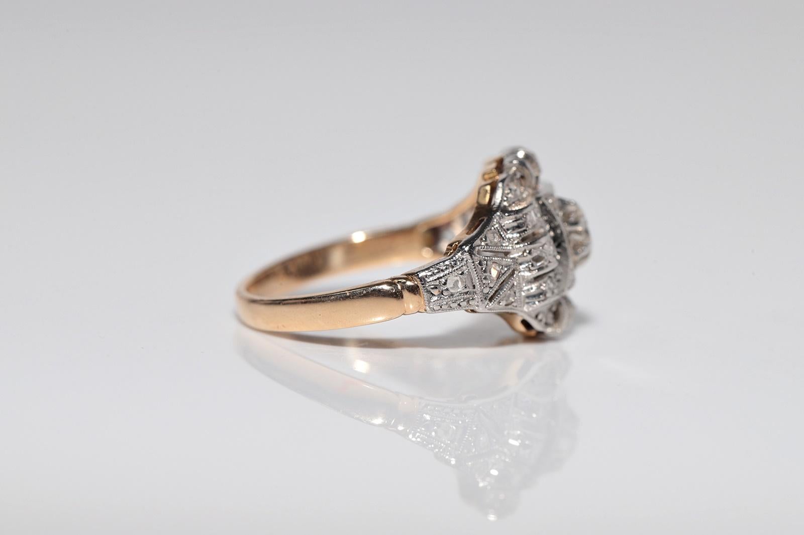 Anello antico CIRCA 1920 Art Deco in oro 18k con diamante naturale decorato in vendita 4