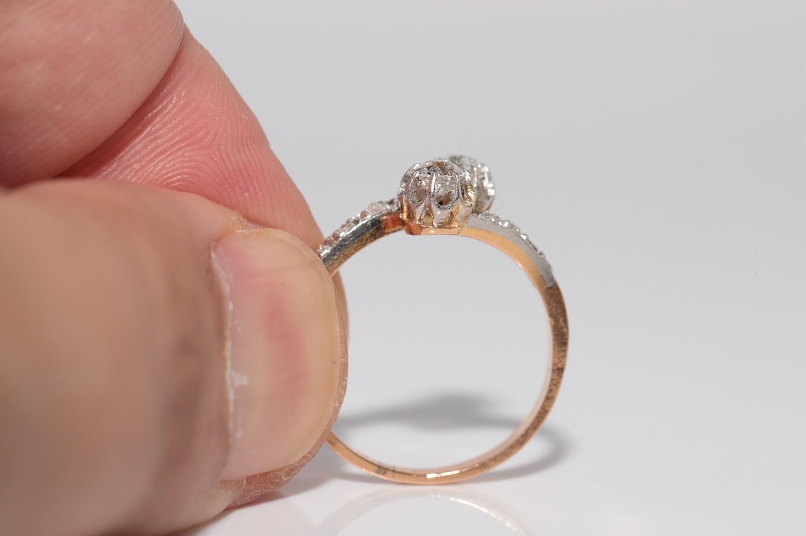 Bague Art déco ancienne des années 1920 en or 18 carats décorée de diamants naturels en vente 5