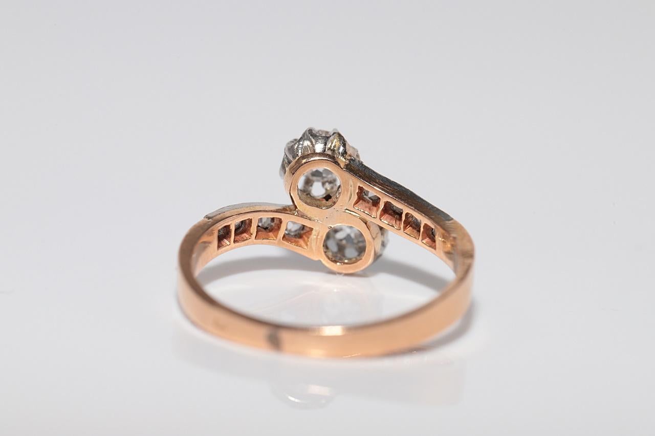 Antique Circa 1920s Art Deco 18k Gold Natural Diamond Decorated Ring For Sale 6