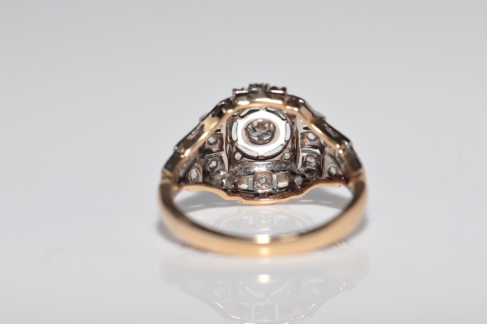 Anello antico CIRCA 1920 Art Deco in oro 18k con diamante naturale decorato in vendita 5