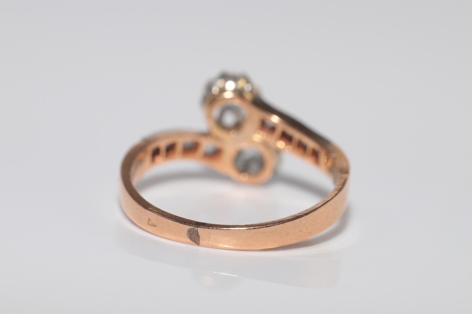 Antique Circa 1920s Art Deco 18k Gold Natural Diamond Decorated Ring For Sale 7