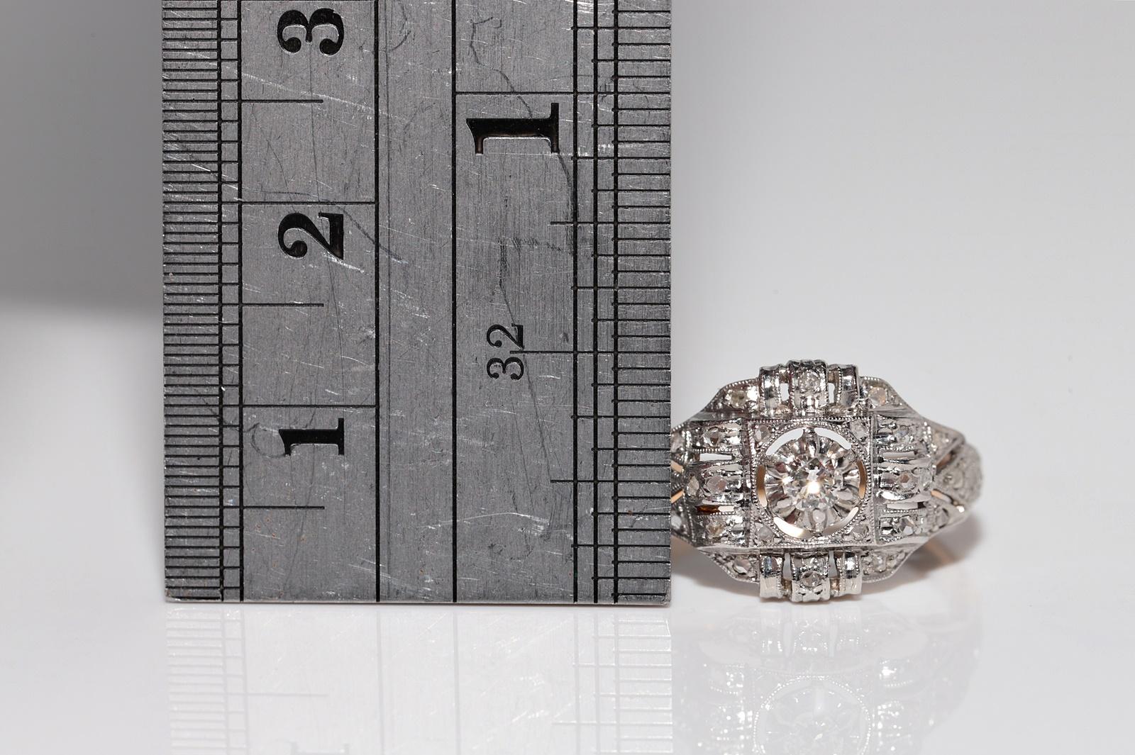 Anello antico CIRCA 1920 Art Deco in oro 18k con diamante naturale decorato in vendita 8