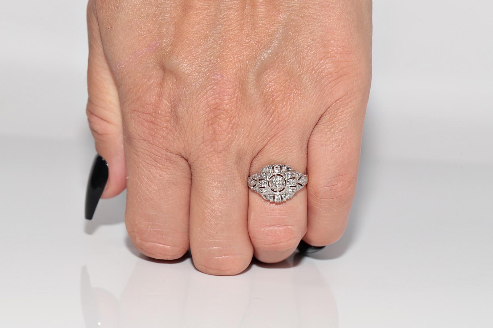 Art Déco Anello antico CIRCA 1920 Art Deco in oro 18k con diamante naturale decorato in vendita