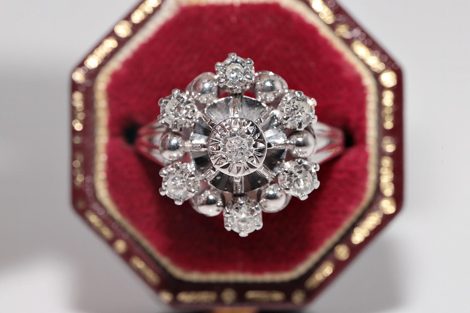 Taille brillant Bague Art déco ancienne des années 1920 en or 18 carats décorée de diamants naturels en vente