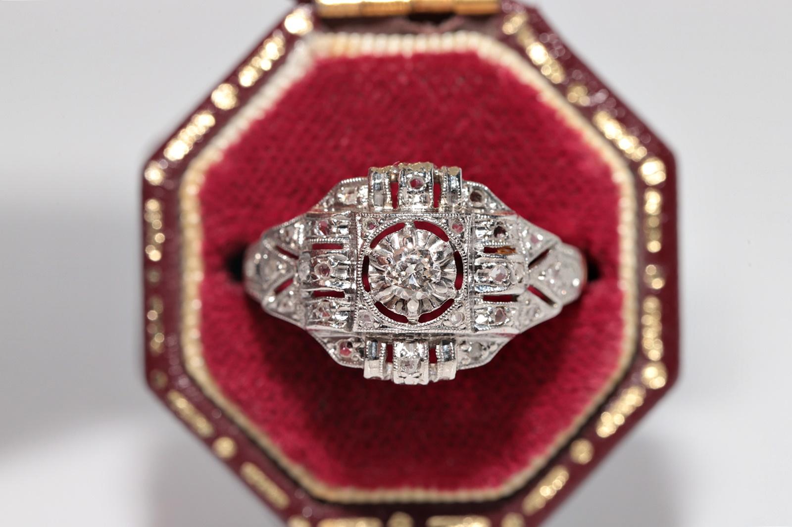 Donna Anello antico CIRCA 1920 Art Deco in oro 18k con diamante naturale decorato in vendita