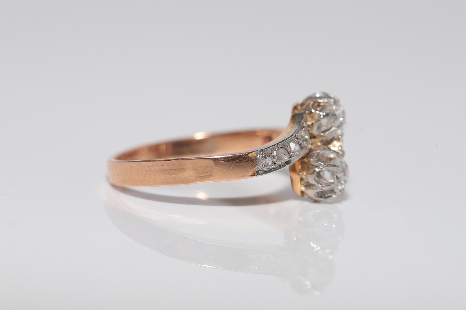 Antique Circa 1920s Art Deco 18k Gold Natural Diamond Decorated Ring For Sale 4