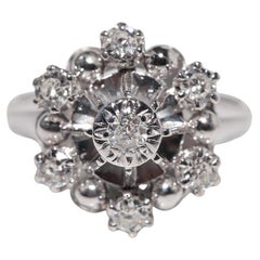 Bague Art déco ancienne des années 1920 en or 18 carats décorée de diamants naturels