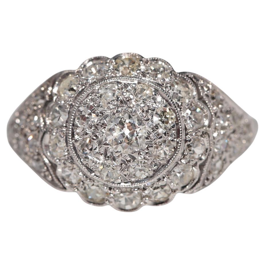 Anello antico CIRCA 1920 Art Deco in oro 18k con diamante naturale decorato