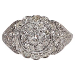 Bague Art déco ancienne des années 1920 en or 18 carats décorée de diamants naturels