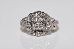 Anello antico CIRCA 1920 Art Deco in oro 18k con diamante naturale decorato
