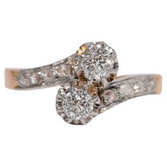 Bague Art déco ancienne des années 1920 en or 18 carats décorée de diamants naturels